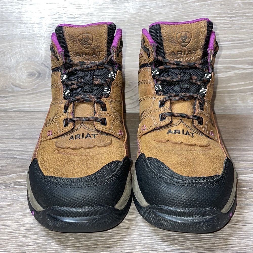 Ariat Terrain Pro H20 Women’s Size 9.5B Purple Brown Leather Trail Hiking Boot - Picture 2 of 12